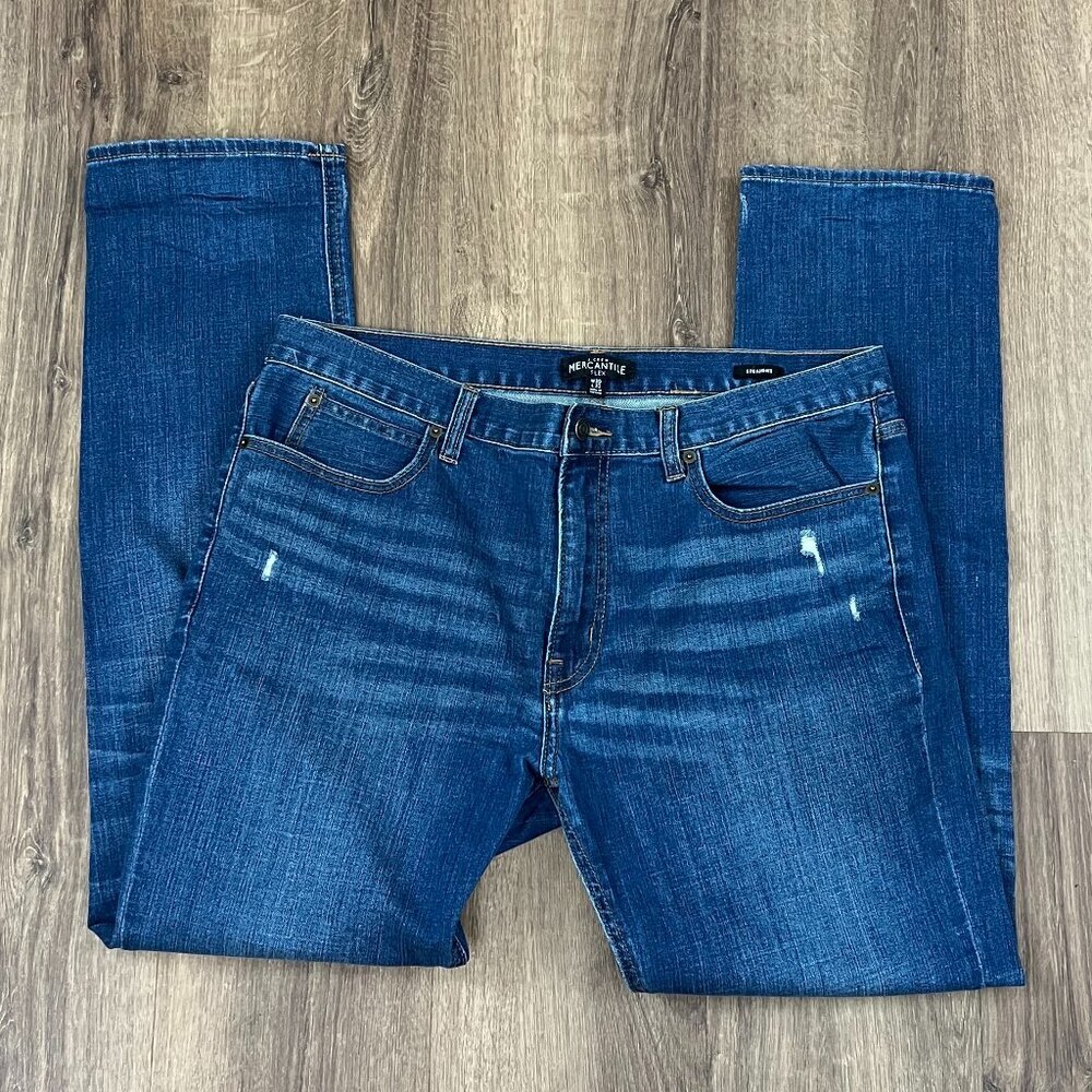 NEW J Crew Flex Straight Distressed Jeans Sz 35/32